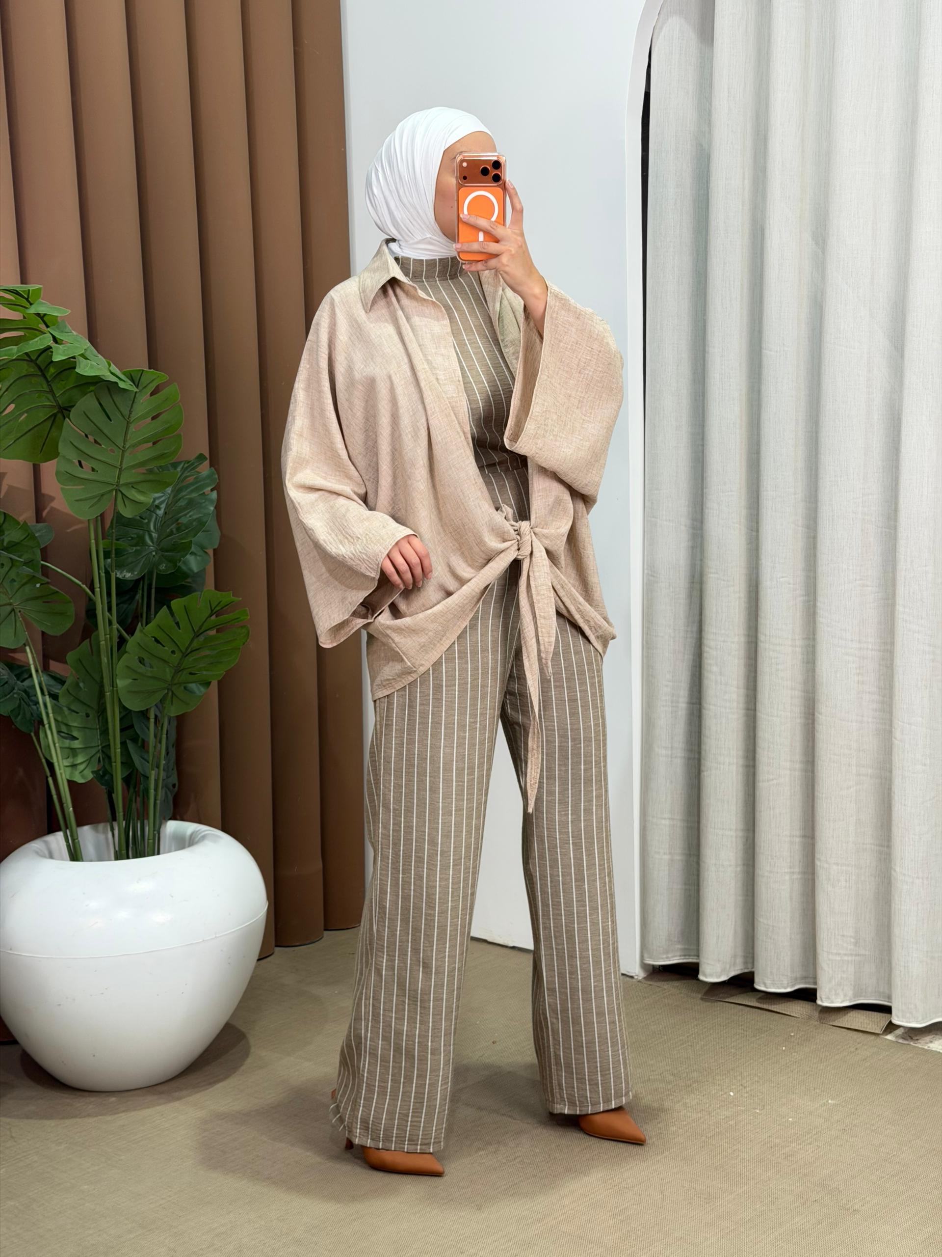 Strip Jumpsuit marron