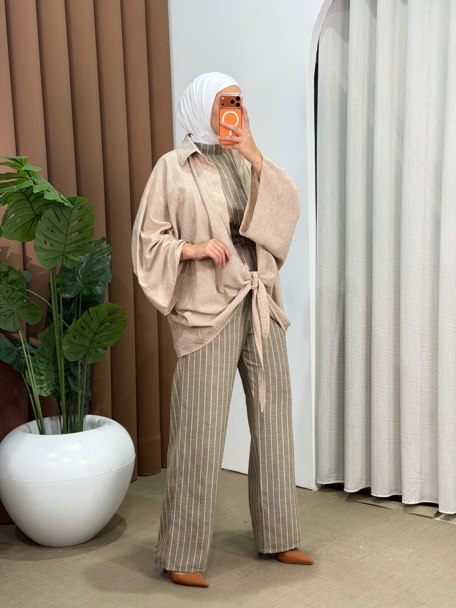 Strip Jumpsuit marron – Image 6