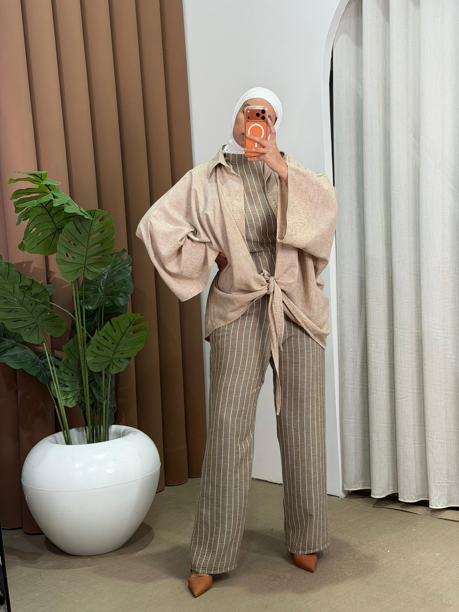 Strip Jumpsuit marron – Image 3