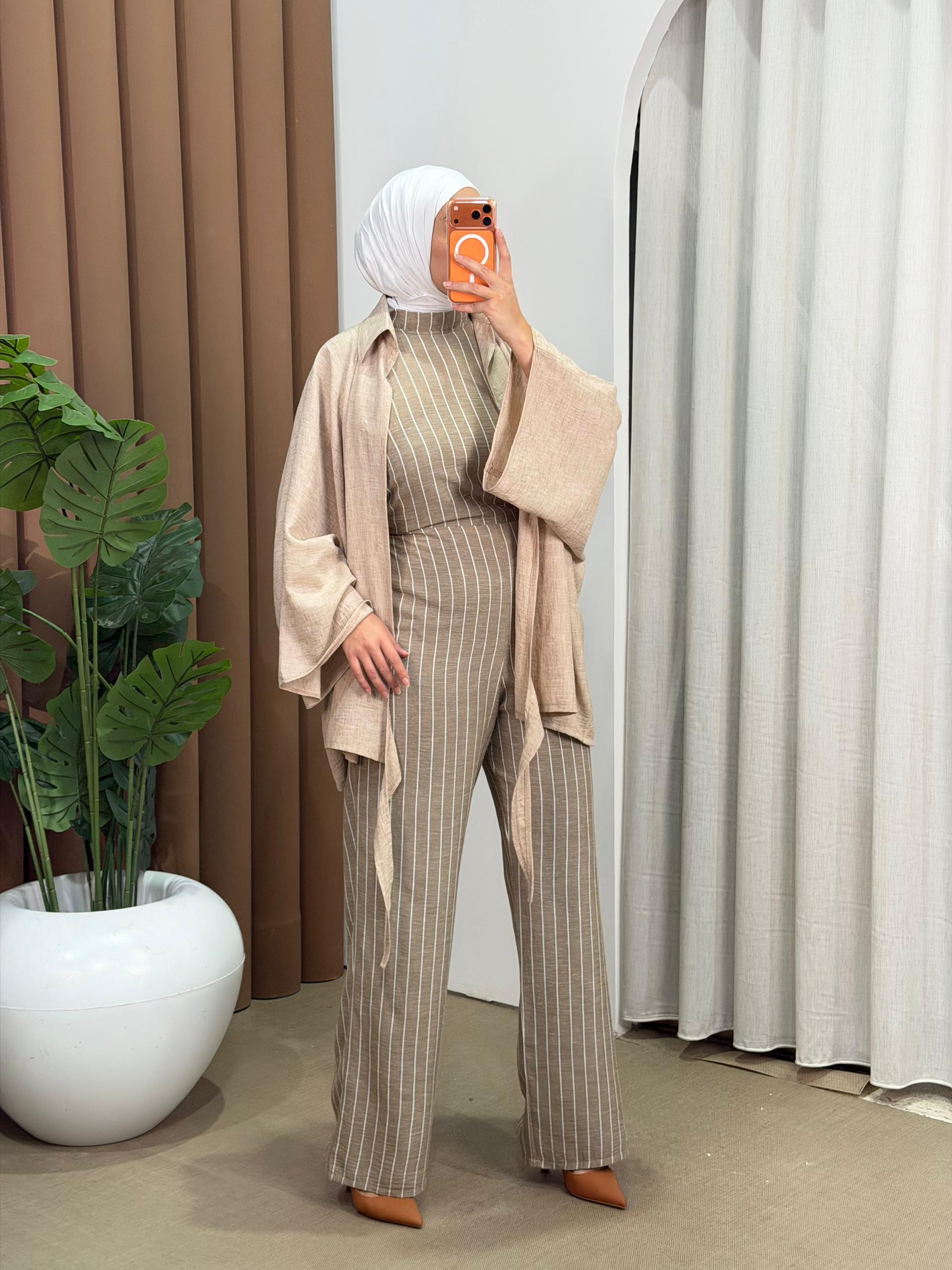 Strip Jumpsuit marron – Image 4