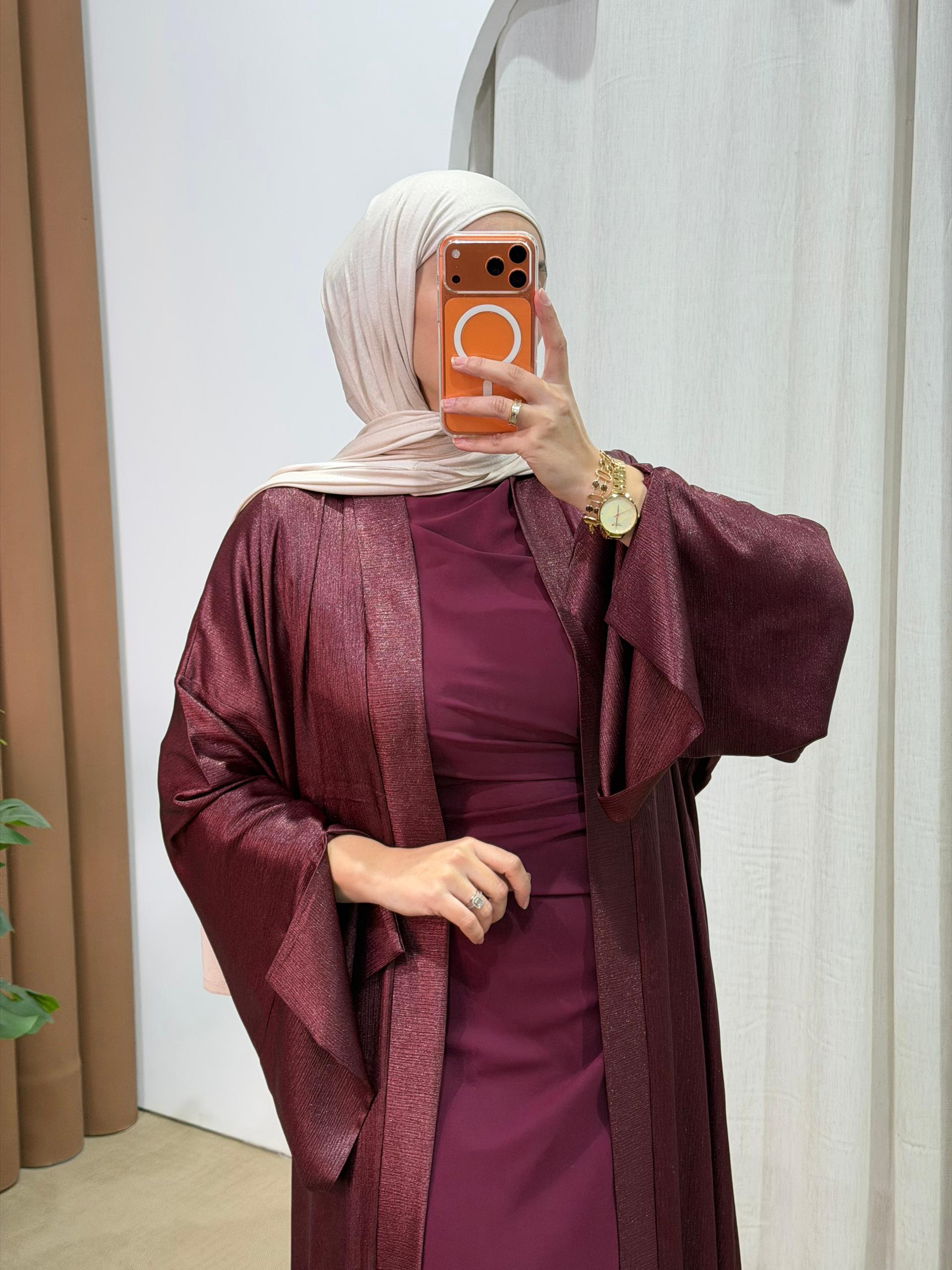 Diamant abaya bordeaux – Image 3