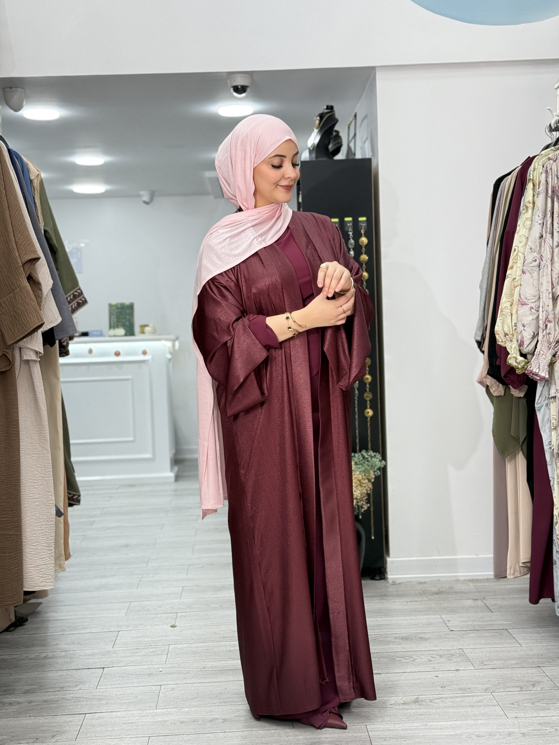 Diamant abaya bordeaux – Image 5