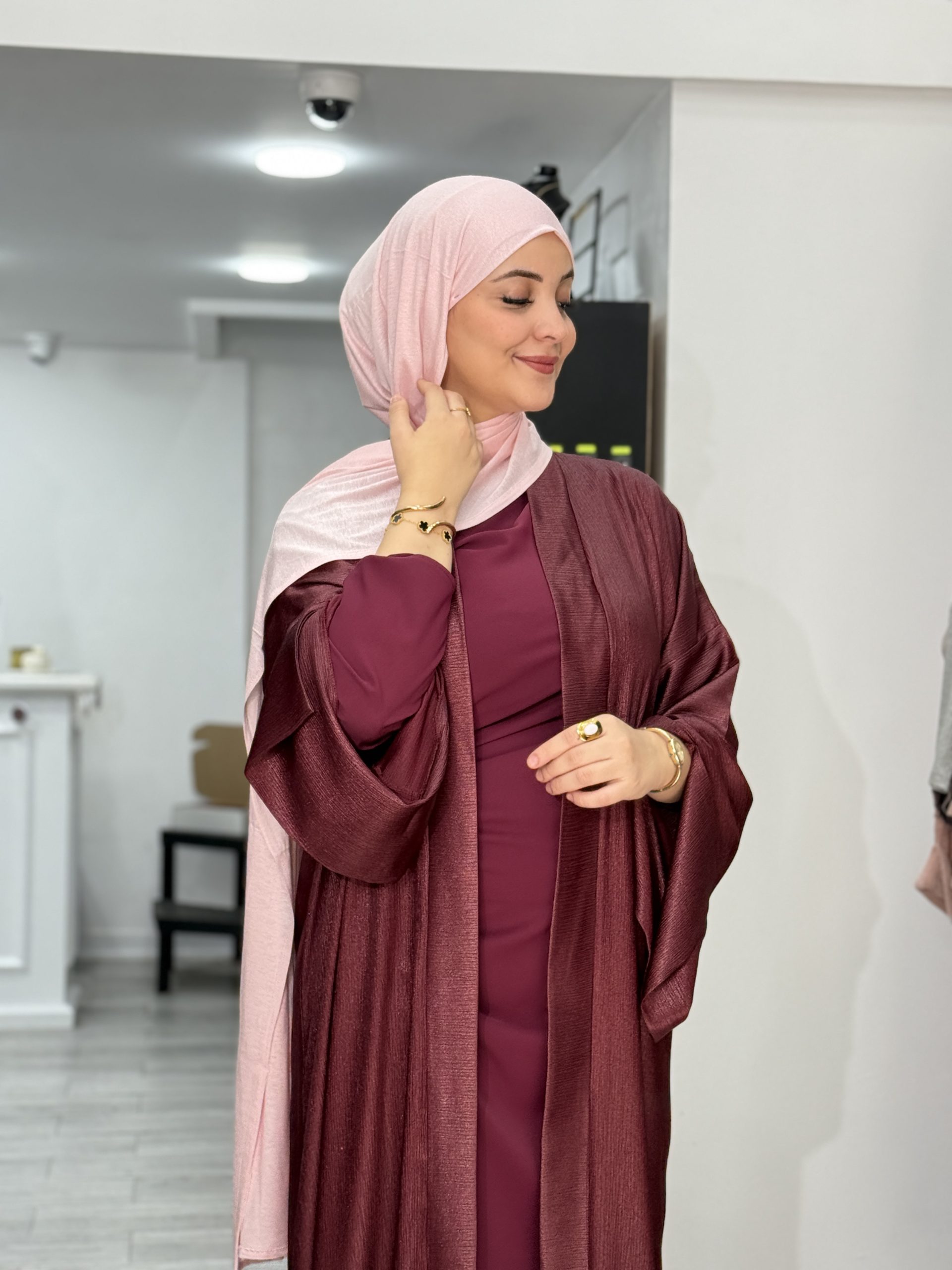 Diamant abaya bordeaux – Image 4