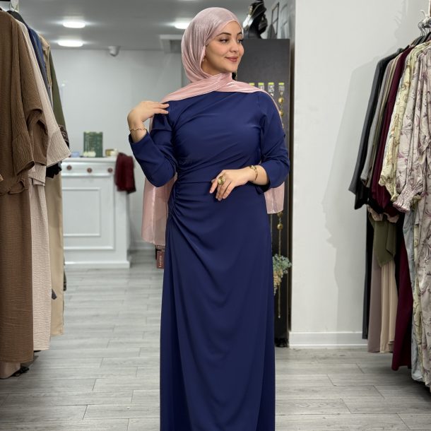 Robe drapée bleu nuit