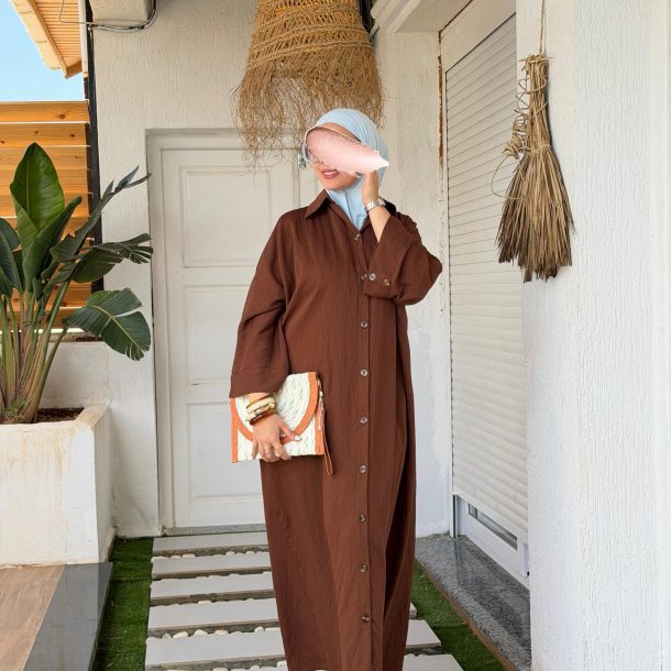 Robe chemise marron