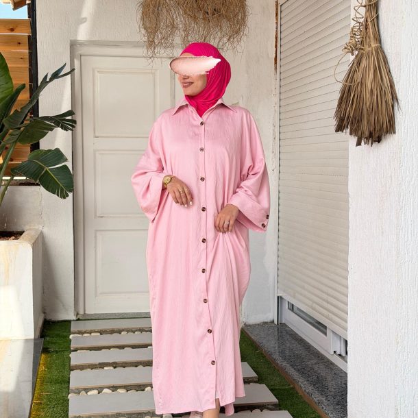 Robe chemise rose