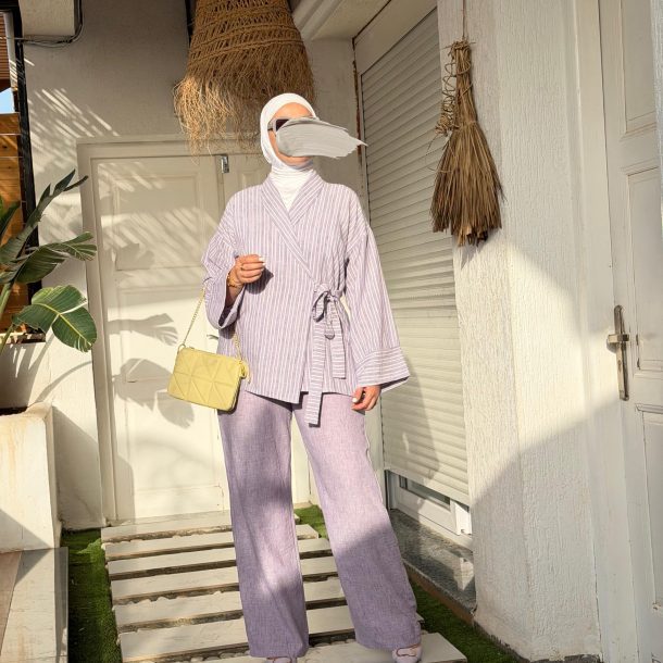 Strip set mauve pastel