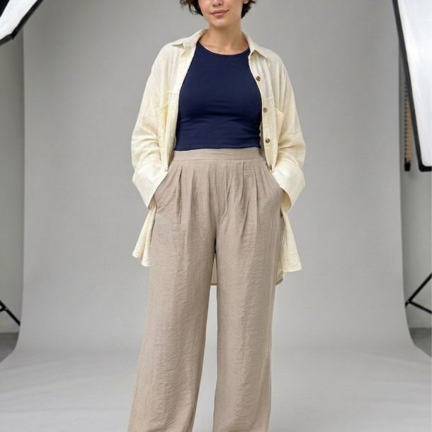 Pantalon palazzo<span> - </span>2 (42 - 44), Beige