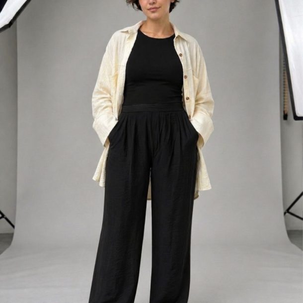 Pantalon palazzo<span> - </span>2 (42 - 44), Noir