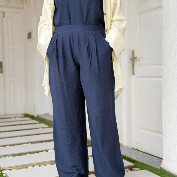 Pantalon palazzo<span> - </span>2 (42 - 44), Bleu marine