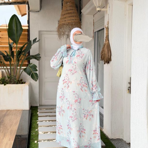Robe mousseline bleu