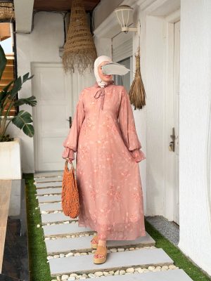 Robe mousseline marron