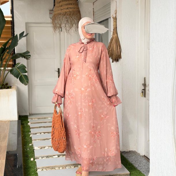 Robe mousseline marron