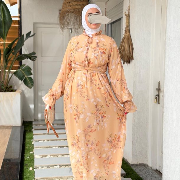 Robe mousseline jaune