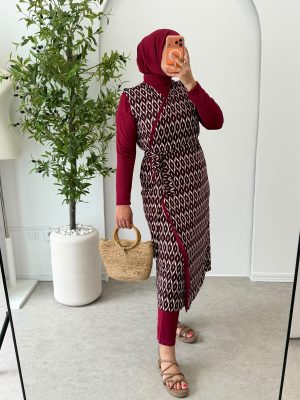 Burkini jacquard long Bordeaux