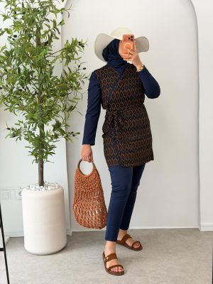 Burkini jacquard court Bleu